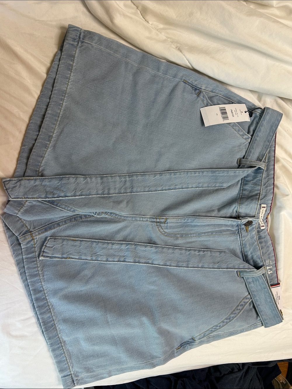 Tommy Hilfiger Light Blue Denim Tie-Waist Shorts